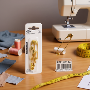 Épingles de sûreté Il 60 mm dorées, lot de 6, pour vêtements et couture - Product Image 3