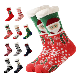 Phụ Nữ Của Santa Deer Mô Hình Vớ Chống-Trượt Trong Nhà Nhiệt Mờ Giáng Sinh Crew Dệt Kim Sherpa Vớ Sàn Cho Mùa Đông - Product Image 1