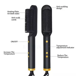 New Upgrade Lcd Anion Hair Straightener Comb Styling Brush Nti-scald Electric Hair Hot Brush Straightener