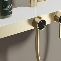 Système de douche thermostatique en laiton pour hôtel, finition chromée, double poignée, fixation murale, douchette à main, haute pression douce