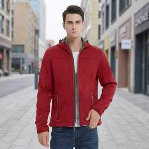 Blouson matelassé décontracté pour homme 2026, enduit, brodé, écologique, à capuche, avec blocs de couleur sur le devant, fermeture éclair, col montant, manches longues - Product Image 2
