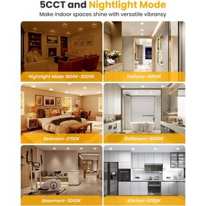 Recessed <b>Ceiling</b> <b>Light</b> 6 Inch 12W LED Dimmable Downlight 5CCT 2700K-6000K <b>Modern</b> Style Easy Installation - Product Image 4