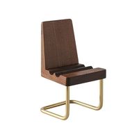 CJH Creative Cute Style Business Gift Desktop Ornament Solid Wood Brass Phone Stand Tablet Holder Small Stool Chair
