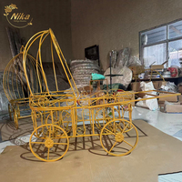 NIKA Factory Chariot de princesse citrouille en métal doré décoratif personnalisé pour la fête de naissance ou d'anniversaire de bébé, pour l'entrée du bébé