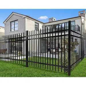 Customized Design Black Powder Coated Aluminum Metal Picket Fencing Outdoor Privacy Garden Front Yard Fence Panels