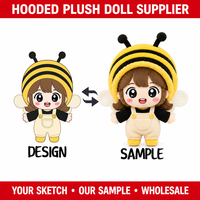 Peluche personnalisée en forme d'abeille pour fille, figurine en peluche, jouet mascotte doux, fabrication OEM ODM selon votre conception