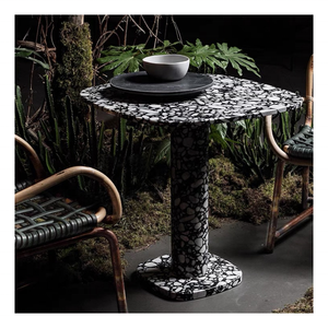 Table basse moderne nordique de luxe en <span class=keywords><strong>terrazzo</strong></span> <span class=keywords><strong>blanc</strong></span> <span class=keywords><strong>et</strong></span> <span class=keywords><strong>noir</strong></span>, forme ovale, table en <span class=keywords><strong>terrazzo</strong></span>, table à manger ovale en marbre - Product Image 6
