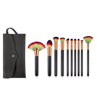 Professionnel 10 pièces pinceaux noirs classique faire des outils de beauté doux cheveux synthétiques pinceaux de maquillage ensemble étui en cuir visage correcteur