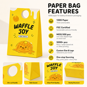 Custom Printed Eco-Friendly <b>Biodegradable</b> Recyclable Your Own Logo Restaurant Catering Food Barbecue Takeaway To-Go <b>Paper</b> Bags - Product Image 6
