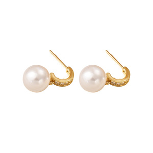 Pendientes de Moda con Perlas Doradas y Diseño Geométrico, Joyería para Mujer EDB-072 - Product Image 5