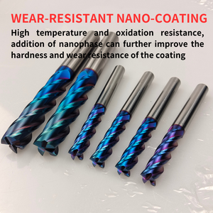 HRC65 Flat <strong>End</strong> <strong>Mill</strong> 1/2 Inches 4F Sharp &amp; Wear-resistant Blue Nano Tungsten Solid <strong>Carbide</strong> Square <strong>End</strong> Milling Cutter Milling Tool - Product Image 3