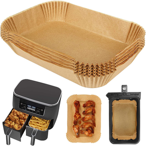 Nồi chiên không khí lót hình chữ nhật 8.6x5.5in Giỏ kép Nồi chiên không khí dùng một lần giấy lót 22cm BPA lót miễn phí cho Ninja Nồi chiên không khí kép - Product Image 2