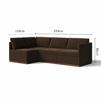 Canapé modulaire en tissu en forme de L Ferly, rembourrage en duvet, mobilier de salon de luxe, couleur et taille personnalisées, pour la maison et l'hôtel