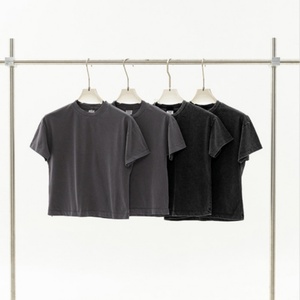 T-shirt Femme Manches Courtes 100% Coton, Style Basique Double Gaze Milan 230G, Couleur Unie Effet Flocon de Neige, Collection Été Commerce Extérieur - Product Image 1