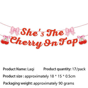 Encantadoras decoraciones para fiestas con temática de cerezas, incluye vajilla desechable, globos, pancartas para cumpleaños, celebración de Baby Shower - Product Image 5