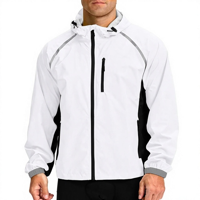 Men's Outdoor Cycling Rain Jacket Waterproof Running Bike Windbreaker Lightweight Packable Hooded Jacket for Year-Round Activity
