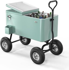 73L Portable Rollable Wagon <strong>Cooler</strong> Cart Metal Ice Bucket Keep Cold Cooling <strong>Box</strong> with <strong>Wheels</strong> and Pull Handle for Outdoor - Product Image 3