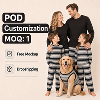 Ensemble de pyjamas assortis pour la famille, à rayures noires et grises, avec taille élastique, en polyester doux et respirant, pour hommes, femmes et enfants