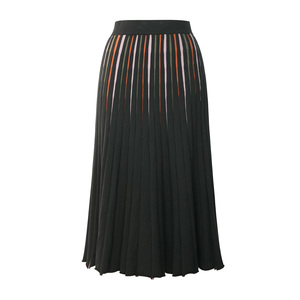 Custom Clothing <strong>Design</strong> Manufacturers High Quality Color Block Striped Vintage Pleated Midi Length <strong>Skirts</strong> For Women Stylish - Product Image 1