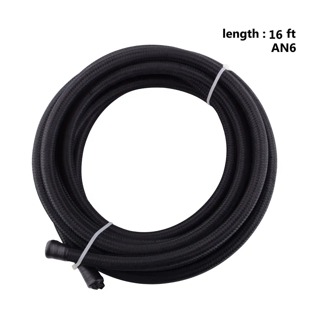 16 Feet AN 6 AN6 Black Nylon Braided PTFE E85 Fuel HoseとFittings Kit