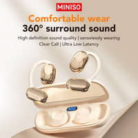 Casque sans fil MINISO M61 à réduction de bruit, son stéréo HiFi sans perte, casque sport OWS avec traduction IA