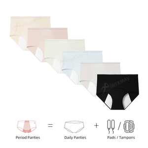 Culotte <span class=keywords><strong>Menstruelle</strong></span> Airtamay Taille Haute en Soie Glacée, <span class=keywords><strong>Protection</strong></span> Complète, 3 Couches, Anti-Fuite et <span class=keywords><strong>Lavable</strong></span> pour Femmes - Product Image 3