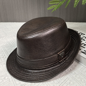 <span class=keywords><strong>Cappello</strong></span> Panama Jazz da <span class=keywords><strong>Uomo</strong></span> J244 in Pelle Bovina, <span class=keywords><strong>Cappello</strong></span> a Tesa Corta Stile Bowler, Classico <span class=keywords><strong>Cappello</strong></span> Fedora da Cowboy - Product Image 3