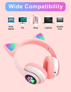 Audífonos Inalámbricos con Orejas de Gato Rosas, con Micrófono con Cancelación de Ruido, Auriculares para Juegos, para Niñas y Niños - Product Image 3
