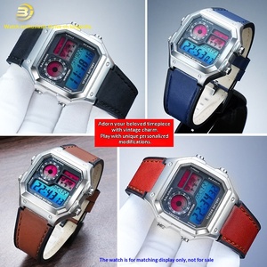 สายนาฬิกาหนังแท้แบบหัวเข็มขัด รุ่น Adaptive Retro Small Square AE1200/1300/1500 SGW-300/400 W-218 - Product Image 3