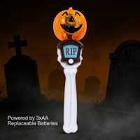 Baguettes lumineuses LED d'Halloween : Crâne, Citrouille, Fantôme, Pirate – Bâtons lumineux effrayants et rotatifs pour enfants – Accessoires de fête d'Halloween