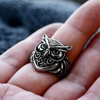 Bague hibou pour hommes en acier inoxydable rétro Animal titane acier bijoux Style nordique prêt à expédier