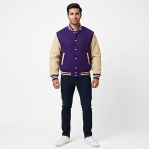 Chaqueta Varsity Personalizada con Cuello Alto, Bordado Universitario, para Hombre, Transpirable, de Invierno, 100% Algodón - Product Image 1