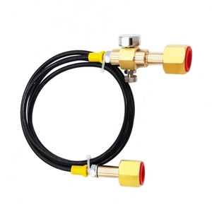 Station de remplissage de bouteilles de CO2 Sodastream, adaptateur de remplissage en laiton pour outils pneumatiques avec tuyau noir de 1,5 m et manomètre de pression 250 bars - Product Image 2