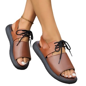 Women Summer New Color <b>Block</b> Thick Sole Beach Sandals Lace-up Casual Large Sports Style Sandals Wholesale - Product Image 5