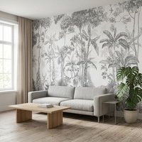 Papier peint mural tropical monochrome imperméable auto-adhésif pour la décoration murale de la chambre à coucher