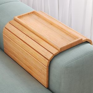 ถาดวางแขนโซฟาพร้อมแผ่นกันลื่น ถาดวางแขนโซฟาไม้ไผ่แบบพับได้ - Product Image 1