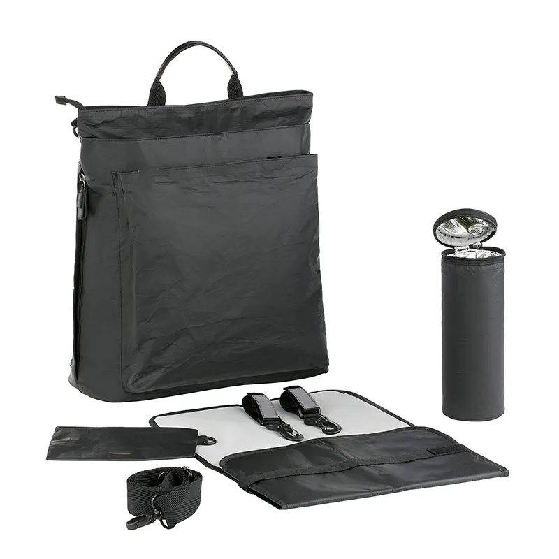 Детская сумка для переодевания с аксессуарами, устойчивая производственная черная сумка для подгузников для путешествий, рюкзак для мамы