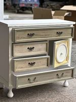 Buffet de rangement multi-tiroirs en bois sculpté à motifs floraux, style vintage français, reproduction antique
