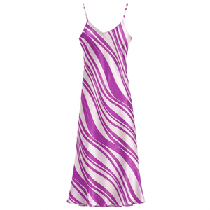 Robe longue rayée à fines bretelles, décontractée pour l'été, couleur bonbon, en polyester tissé, coupe ample, ourlet droit - Product Image 4