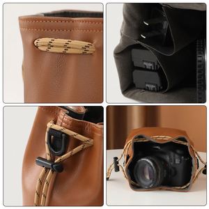 2025 Soft Leather Luxury Large Phone <b>Camera</b> Organizer Bag Drawstring Pouch for Sale - Product Image 5