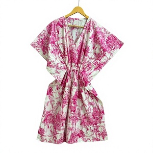 Vestido Maxi Tipo Caftán de Algodón con Estampado Tropical para Mujer, Estilo Boho, para la Playa, Holgado, Lavable, para Uso Diario, Tipo Kimono - Product Image 1