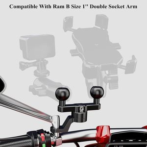 Base de fixation pour rétroviseur en aluminium avec deux billes en TPU de 1 pouce, trous de fixation de 10 mm, compatible avec les supports RAM taille <span class=keywords><strong>B</strong></span>, moto, mobile - Product Image 3