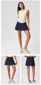 カスタムロゴ ハイウエスト テニス ヨガ ゴルフ スカート インナーパンツ付き 快適 ランニング ダンス プラスサイズ ポケット付き アクティブスカート - Product Image 3