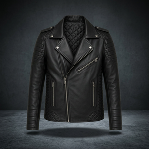 Chaqueta de Motociclista para Hombre, de Cuero Genuino, Acolchada, Estilo Urbano, con Cierre, para Invierno - Product Image 4