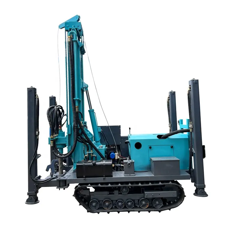 High quality steel tracked pneumatic water well drilling rig rotating water well drilling rig can reach a maximum depth of 800m