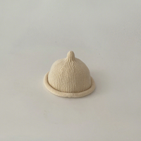 Bonnet en coton tricoté pour bébé, élégant, à bords roulés, avec petite étiquette et motif sucette, pour tout-petits, toutes saisons, coupe-vent, style coréen, tendance