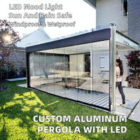 Pergola à lames orientables en aluminium WPC écologique, personnalisable avec logo, étanche et résistante au vent, avec éclairage LED, pour terrasse et jardin - Fournisseur en gros pour entrepreneurs (OEM)