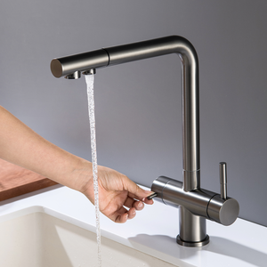 Estraibile <span class=keywords><strong>a</strong></span> doppia maniglia leva rubinetto cucina 3 vie <span class=keywords><strong>filtro</strong></span> acqua depuratore <span class=keywords><strong>rubinetti</strong></span> miscelatore <span class=keywords><strong>rubinetti</strong></span> acqua potabile in acciaio inox 3 in 1 - Product Image 4