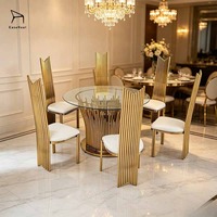 Chaises d'hôtel EaseNeat en or blanc, dossier haut, pieds en métal, pour salle de banquet, villa, salle à manger