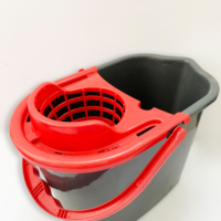 Seau de nettoyage de sol en plastique, avec essorage rapide, pour le nettoyage du sol avec poignée, de couleur argent, serpillière 15l
